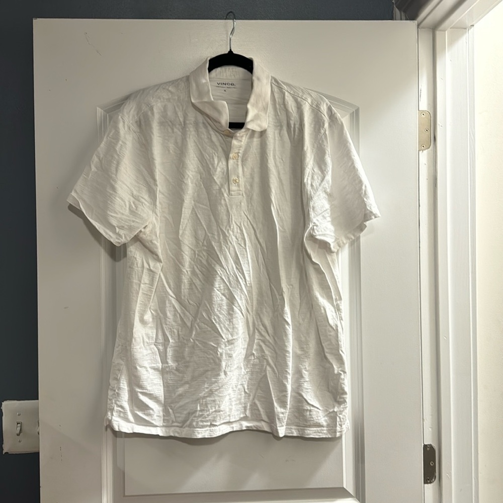 Vince white xl all cotton button collar  sleeve shirt NWOT